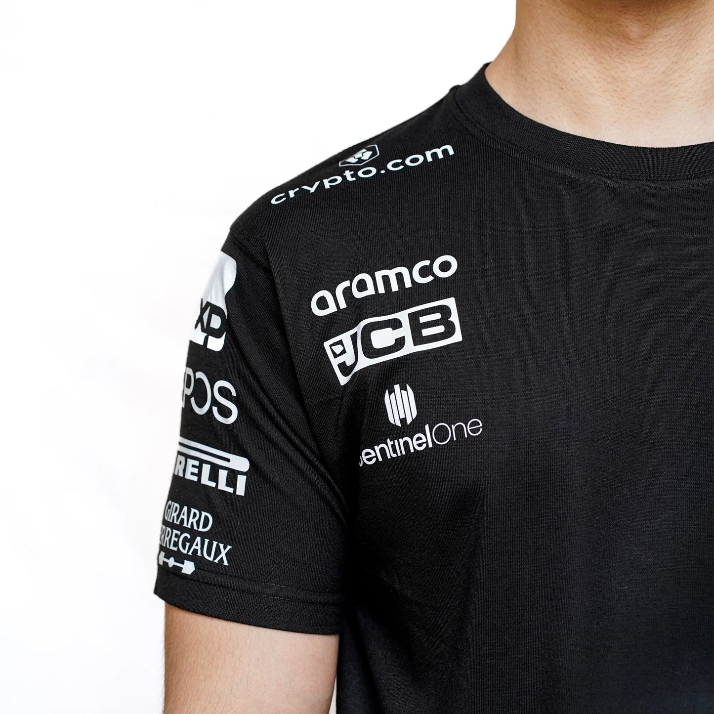 Official Aston Martin F1 T-shirt for fans with bold team graphics.