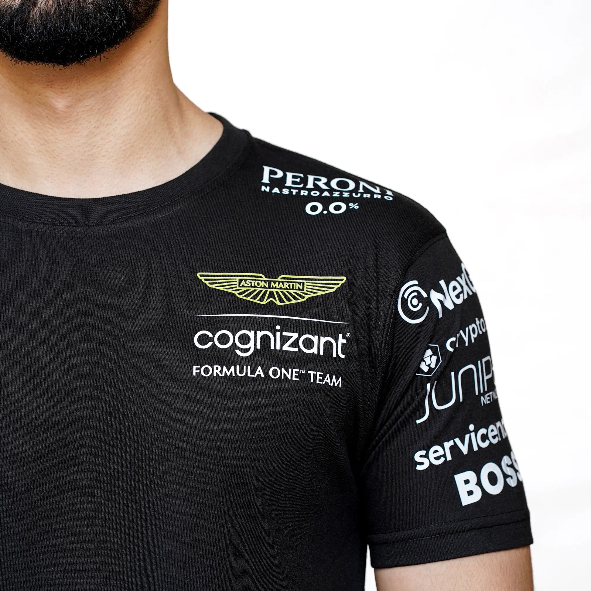 Aston Martin Cognizant racing tee showcasing official teamwear details.
