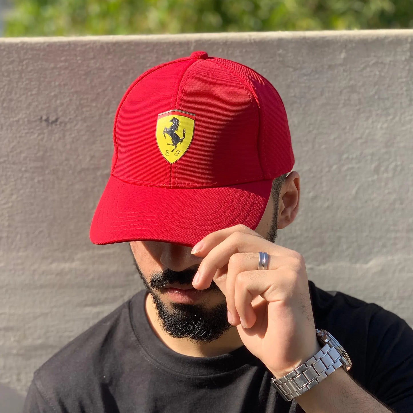 Red Ferrari Logo cap on cheap price