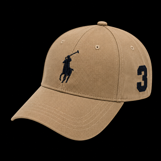 polo cap in beige color with 3 logo