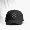 Mercedes logo printed on the front of black cap