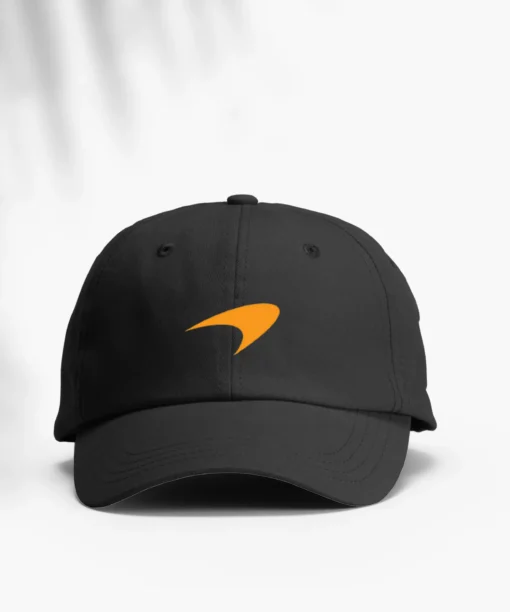 Mclaren logo orange on front of cap in dtf printing