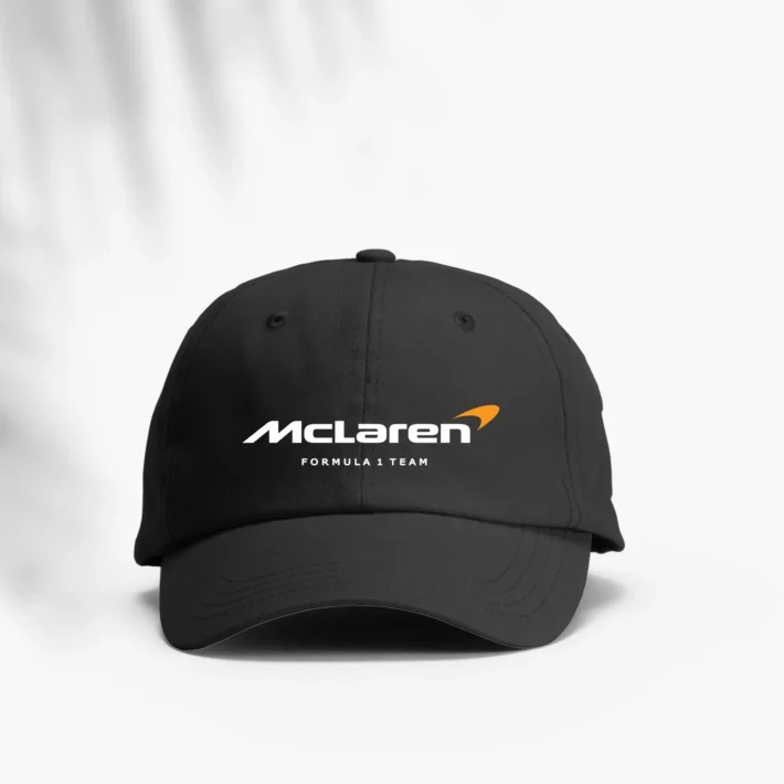 Mclaren cap in black with dtf printed logo on front