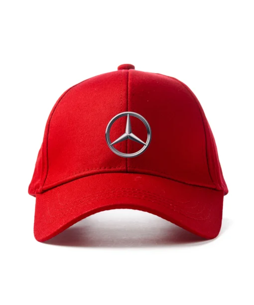 red mercedes cap front with dtf printing