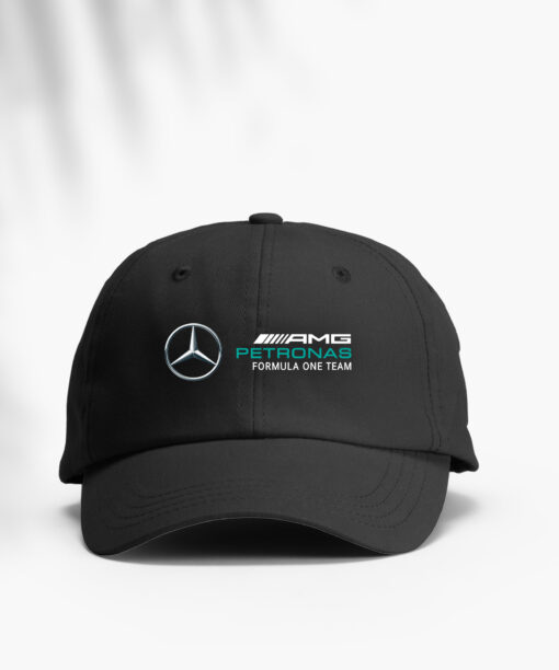 mercedes amg logo on the front of cap in dtf print