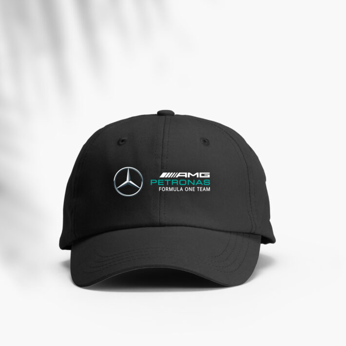 mercedes amg logo on the front of cap in dtf print